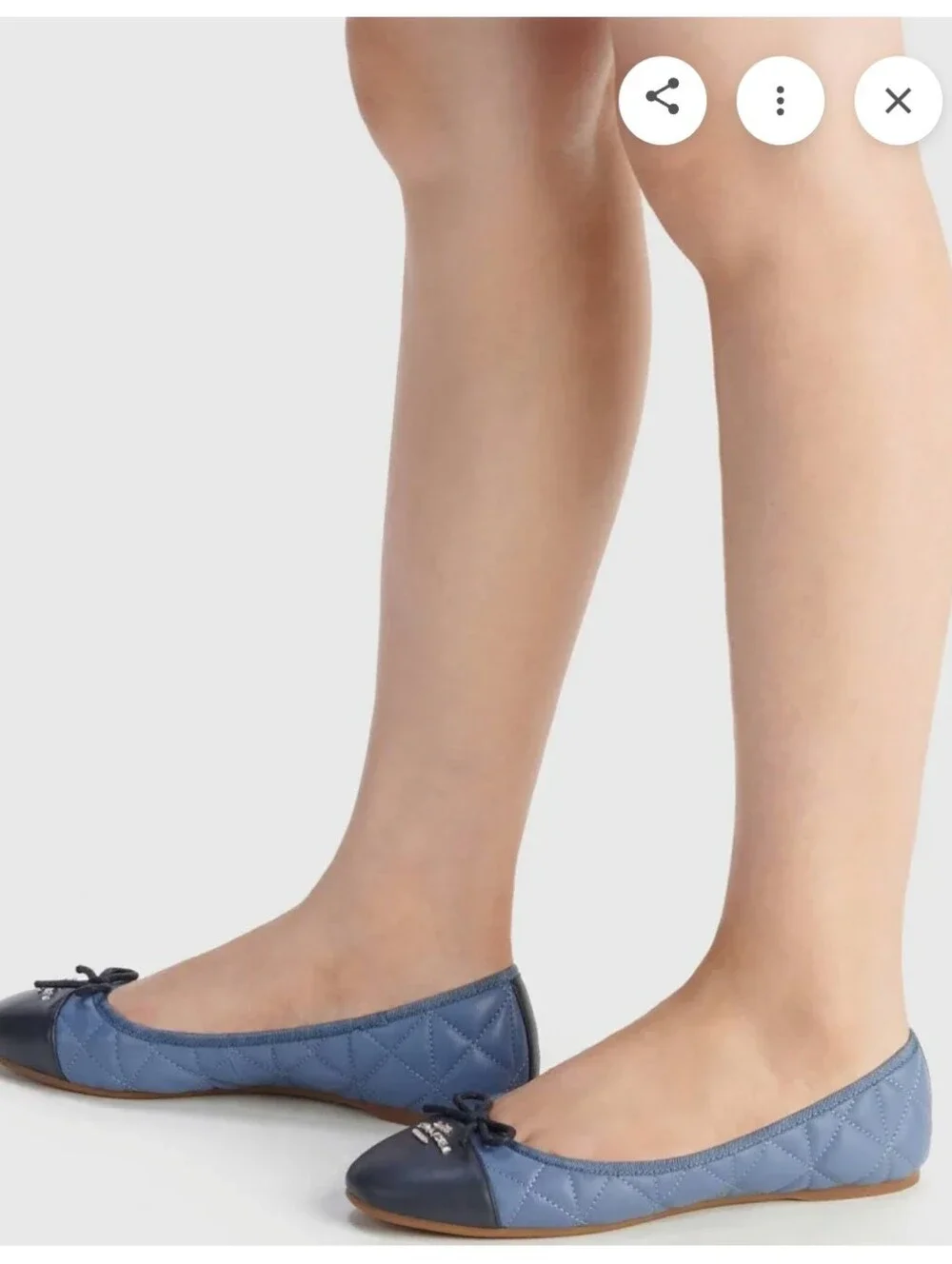 Coach Allyson Quilted Two-Tone Blue Leather Ballet Flats Slip-On Women's 10